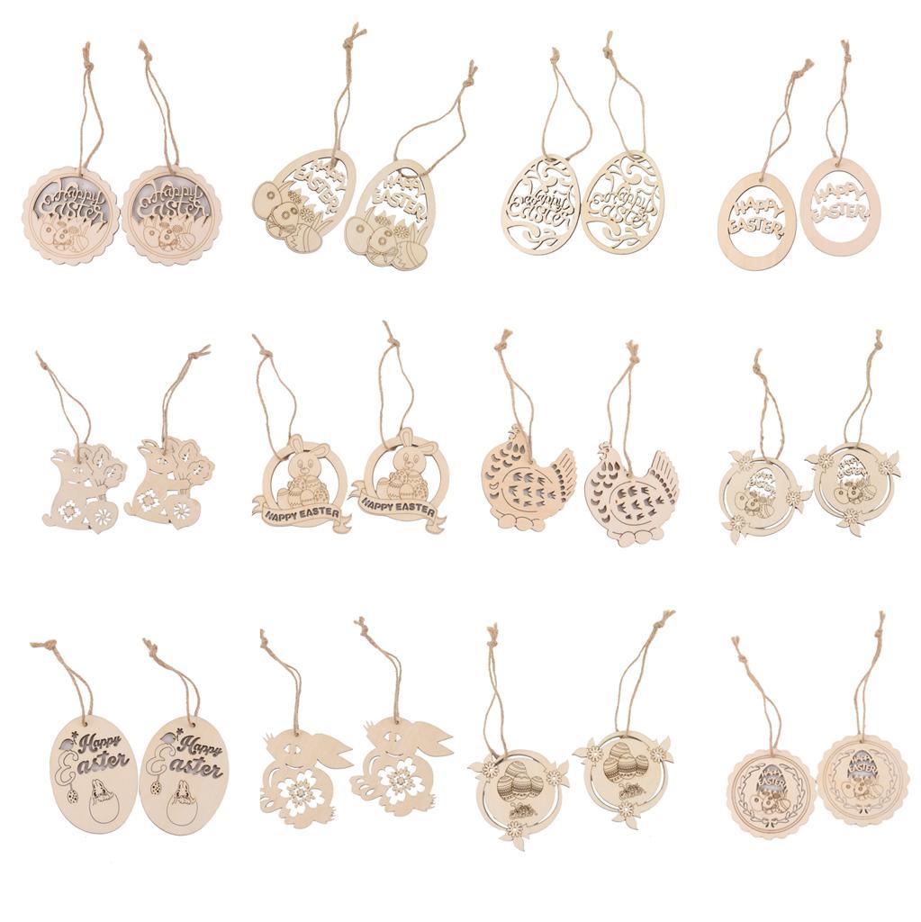 Maxbell 10pcs Fashion Novelty Easter Egg Wooden Tag Embellishment with String - Aladdin Shoppers