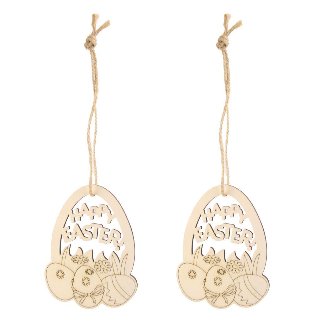 Maxbell 10pcs Fashion Novelty Easter Egg Wooden Tag Embellishment with String - Aladdin Shoppers