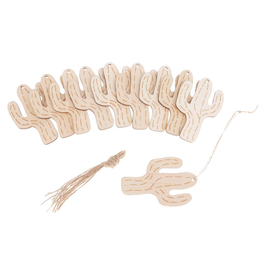 Maxbell 10pcs Saguaro Cactus Wooden Tags Wedding Children's Birthday Party Gift Hanging Labels - Aladdin Shoppers