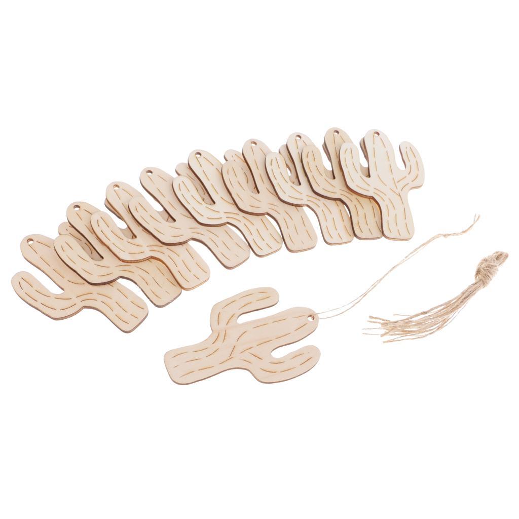 Maxbell 10pcs Saguaro Cactus Wooden Tags Wedding Children's Birthday Party Gift Hanging Labels - Aladdin Shoppers