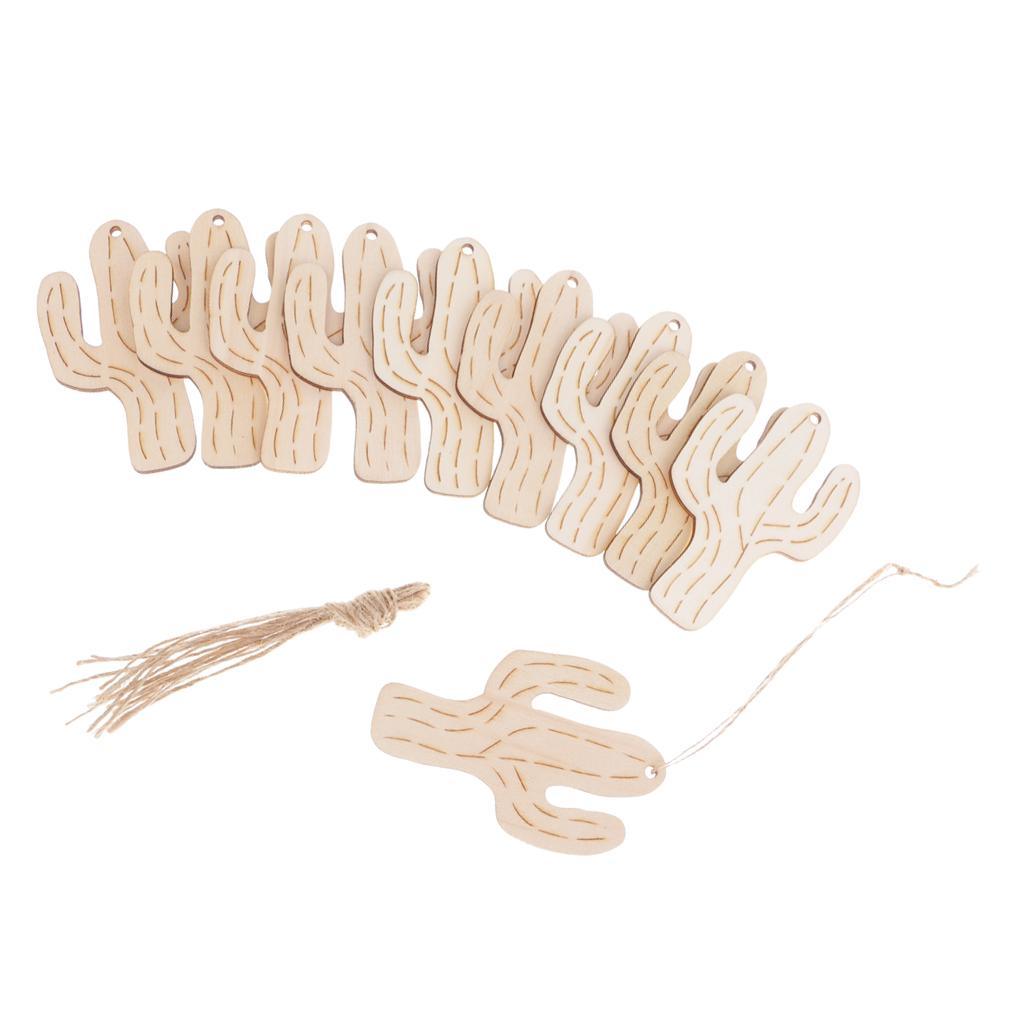 Maxbell 10pcs Saguaro Cactus Wooden Tags Wedding Children's Birthday Party Gift Hanging Labels - Aladdin Shoppers