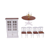 Maxbell 1/12 Dollhouse Miniature Furniture Dining Room Table Chair Wine Cabinet Kit - Aladdin Shoppers