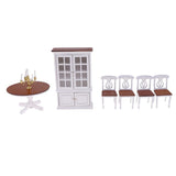 Maxbell 1/12 Dollhouse Miniature Furniture Dining Room Table Chair Wine Cabinet Kit - Aladdin Shoppers