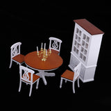 Maxbell 1/12 Dollhouse Miniature Furniture Dining Room Table Chair Wine Cabinet Kit - Aladdin Shoppers