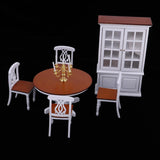 Maxbell 1/12 Dollhouse Miniature Furniture Dining Room Table Chair Wine Cabinet Kit - Aladdin Shoppers