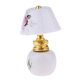 Maxbell 1/12 Dollhouse Miniature Furniture Porcelain Bedside Lamp Light Desk Lamp H