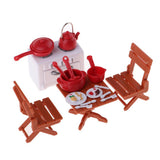 Maxbell 1/12 Dollhouse Miniature Picnic Set Table & Chairs Cookware Furniture Decor - Aladdin Shoppers