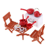 Maxbell 1/12 Dollhouse Miniature Picnic Set Table & Chairs Cookware Furniture Decor - Aladdin Shoppers