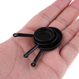 Maxbell 1/12 Dollhouse Miniatures Kitchen Utensils Pot and Pans Set of 3 pcs Black - Aladdin Shoppers