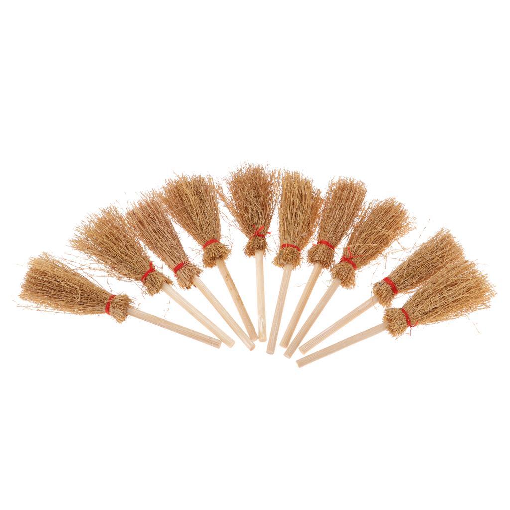 Maxbell 1/12 Dolls House Decoration Accessories Mini Bamboo Broom Model Dollhouse Miniature Cleaning Tools Kit Pretend Play Toy 10 Pieces - Aladdin Shoppers