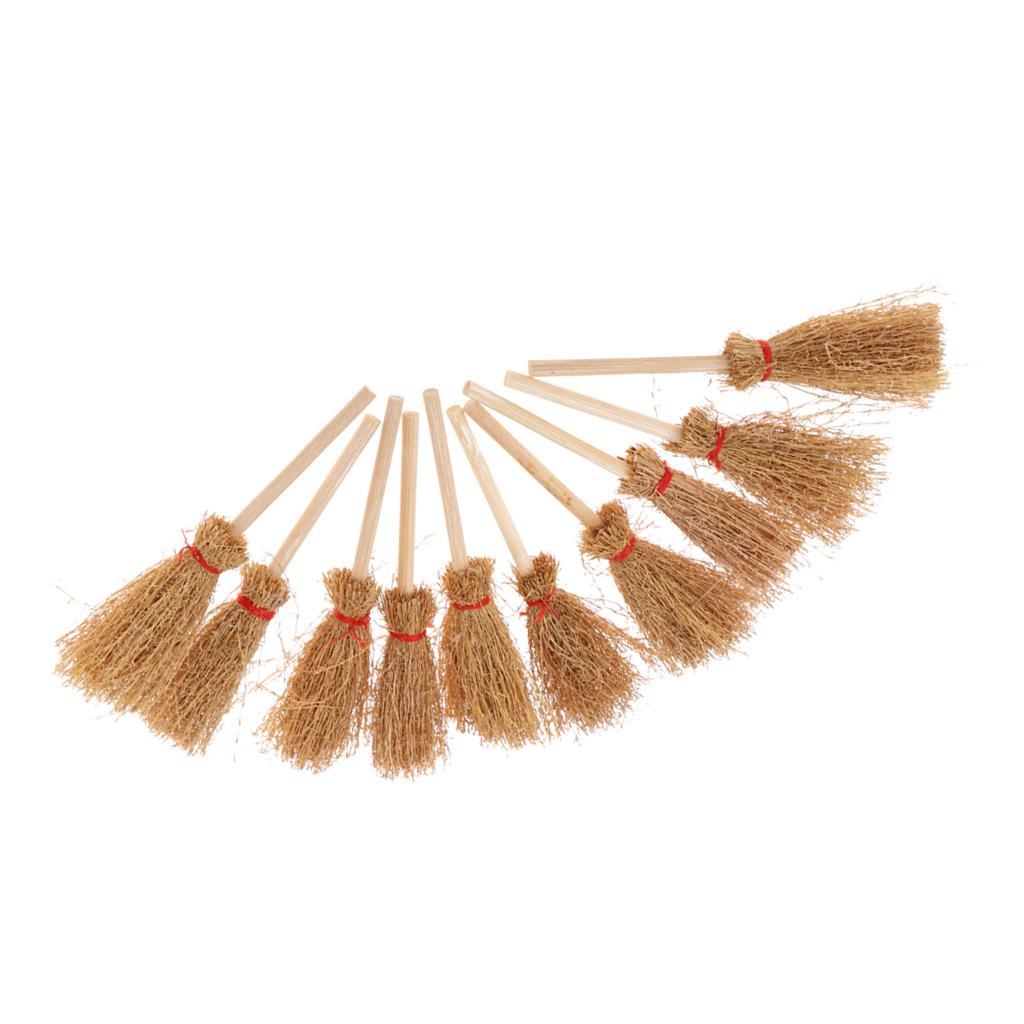 Maxbell 1/12 Dolls House Decoration Accessories Mini Bamboo Broom Model Dollhouse Miniature Cleaning Tools Kit Pretend Play Toy 10 Pieces - Aladdin Shoppers