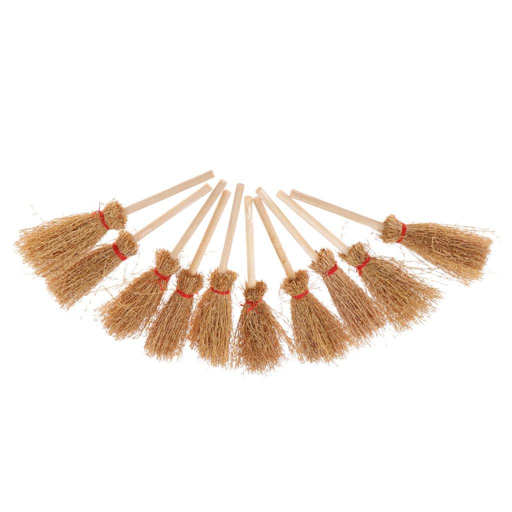 Maxbell 1/12 Dolls House Decoration Accessories Mini Bamboo Broom Model Dollhouse Miniature Cleaning Tools Kit Pretend Play Toy 10 Pieces - Aladdin Shoppers