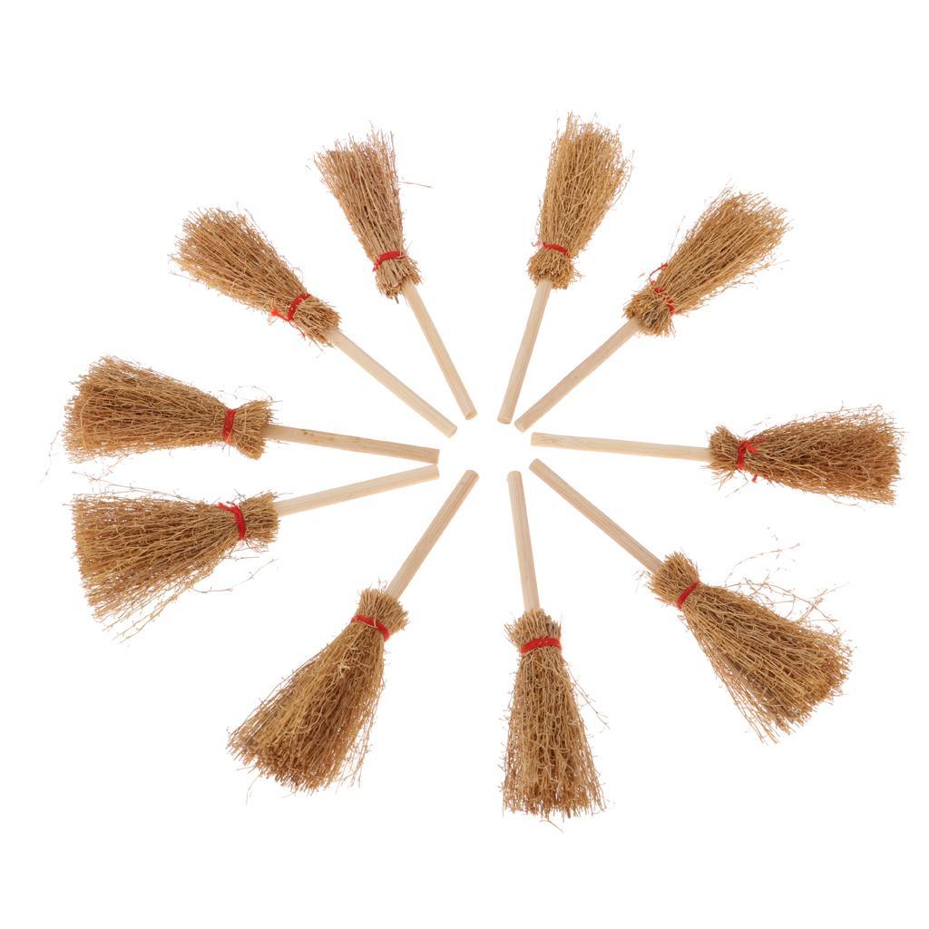 Maxbell 1/12 Dolls House Decoration Accessories Mini Bamboo Broom Model Dollhouse Miniature Cleaning Tools Kit Pretend Play Toy 10 Pieces - Aladdin Shoppers