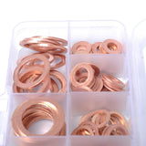 Maxbell 120 Pieces 8 Sizes Copper Washers Flat Ring Sump Plug Oil Seal Gasket Fittings - Aladdin Shoppers