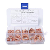 Maxbell 120 Pieces 8 Sizes Copper Washers Flat Ring Sump Plug Oil Seal Gasket Fittings - Aladdin Shoppers