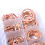 Maxbell 120 Pieces 8 Sizes Copper Washers Flat Ring Sump Plug Oil Seal Gasket Fittings - Aladdin Shoppers