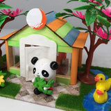 Maxbell 1/25 DIY Dollhouse Miniature Kit Wooden House with Panda Craft Kids Gift - Aladdin Shoppers