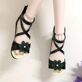 Maxbell 1/3 BJD Ankle Strape Shoes Sandals Flats For Dollfie Summer Accessory Black - Aladdin Shoppers