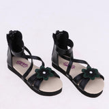 Maxbell 1/3 BJD Ankle Strape Shoes Sandals Flats For Dollfie Summer Accessory Black - Aladdin Shoppers