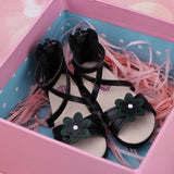 Maxbell 1/3 BJD Ankle Strape Shoes Sandals Flats For Dollfie Summer Accessory Black - Aladdin Shoppers