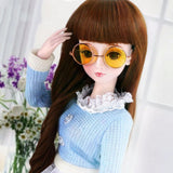 Maxbell 1/3 BJD Round Sunglasses Glasses for Night Lolita Accessories Yellow - Aladdin Shoppers