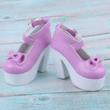 Maxbell 1/3 BJD Sweet Bowknot Shoes Ankle Strap High Heels for Night Lolita Purple - Aladdin Shoppers