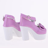 Maxbell 1/3 BJD Sweet Bowknot Shoes Ankle Strap High Heels for Night Lolita Purple - Aladdin Shoppers