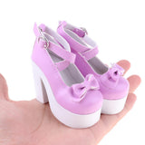 Maxbell 1/3 BJD Sweet Bowknot Shoes Ankle Strap High Heels for Night Lolita Purple - Aladdin Shoppers