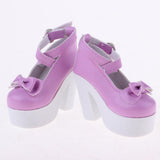 Maxbell 1/3 BJD Sweet Bowknot Shoes Ankle Strap High Heels for Night Lolita Purple - Aladdin Shoppers