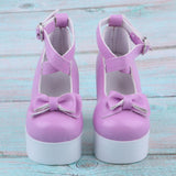 Maxbell 1/3 BJD Sweet Bowknot Shoes Ankle Strap High Heels for Night Lolita Purple - Aladdin Shoppers