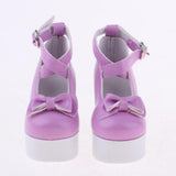 Maxbell 1/3 BJD Sweet Bowknot Shoes Ankle Strap High Heels for Night Lolita Purple - Aladdin Shoppers