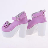 Maxbell 1/3 BJD Sweet Bowknot Shoes Ankle Strap High Heels for Night Lolita Purple - Aladdin Shoppers
