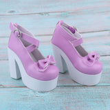Maxbell 1/3 BJD Sweet Bowknot Shoes Ankle Strap High Heels for Night Lolita Purple - Aladdin Shoppers