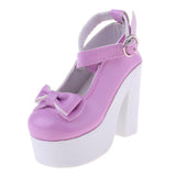 Maxbell 1/3 BJD Sweet Bowknot Shoes Ankle Strap High Heels for Night Lolita Purple - Aladdin Shoppers