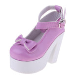 Maxbell 1/3 BJD Sweet Bowknot Shoes Ankle Strap High Heels for Night Lolita Purple - Aladdin Shoppers
