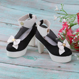Maxbell 1/3 Cute Bowknot High Heel Shoes for BJD Dollfie Dress Accessories Black - Aladdin Shoppers