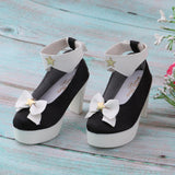 Maxbell 1/3 Cute Bowknot High Heel Shoes for BJD Dollfie Dress Accessories Black - Aladdin Shoppers