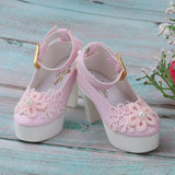 Maxbell 1/3 Cute Bowknot High Heel Shoes for BJD Dollfie Dress Accessories Pink - Aladdin Shoppers