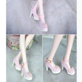 Maxbell 1/3 Cute Bowknot High Heel Shoes for BJD Dollfie Dress Accessories Pink - Aladdin Shoppers
