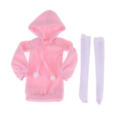 Maxbell 1/3 Cute Long Plush Hoodie Top Sweatshirt for BJD Dolls Casual Clothes Pink