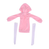 Maxbell 1/3 Cute Long Plush Hoodie Top Sweatshirt for BJD Dolls Casual Clothes Pink - Aladdin Shoppers