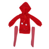 Maxbell 1/3 Cute Long Plush Hoodie Top Sweatshirt for BJD Dolls Casual Clothes Red