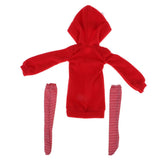 Maxbell 1/3 Cute Long Plush Hoodie Top Sweatshirt for BJD Dolls Casual Clothes Red - Aladdin Shoppers