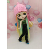 Maxbell 1/3 Girl Doll Warm Hat Beanie Wool Fleece Cap for Blythe Doll Accs Pink