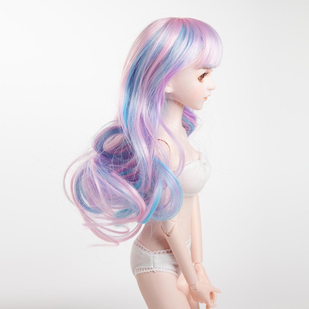 Maxbell 1/4 BJD Doll Wigs Long Curly Hair For Dollfie Custom Hairpiece Mixed Color - Aladdin Shoppers