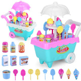 Maxbell 19Pcs Ice Cream Cart Store Playset w/ Music & Lights, Kids Plastic Pretend Play Toy Gift - Aladdin Shoppers
