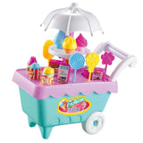 Maxbell 19Pcs Ice Cream Cart Store Playset w/ Music & Lights, Kids Plastic Pretend Play Toy Gift