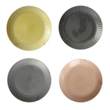 Maxbell 1Pc Round Embossment Pattern Ceramic Tableware Household Dish Plate Yellow - Aladdin Shoppers