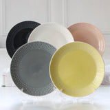 Maxbell 1Pc Round Embossment Pattern Ceramic Tableware Household Dish Plate Yellow - Aladdin Shoppers