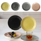 Maxbell 1Pc Round Embossment Pattern Ceramic Tableware Household Dish Plate Yellow - Aladdin Shoppers